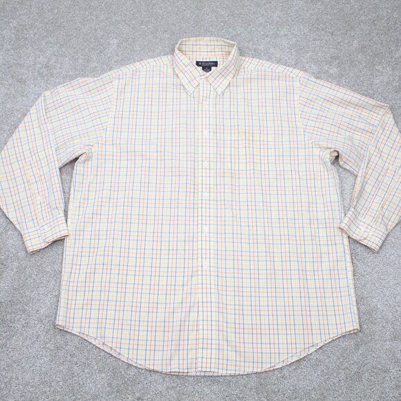 Brooks Brothers Shirt Mens XL Yellow/Red/Blue Non-Iron 100% Cotton Long Sleeve - Picture 1 of 10